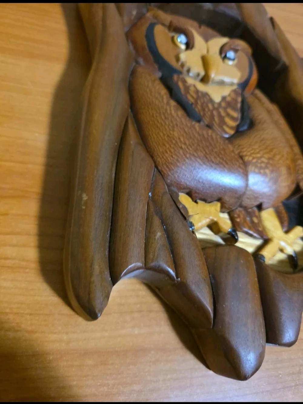 Screech Owl Intarsia Woodwork Wood Wall Art Home Decor Plaque Lodge
